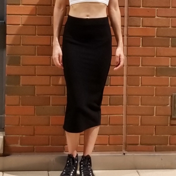 Zara Black Stretch Pencil Skirt sz S - Picture 3 of 7
